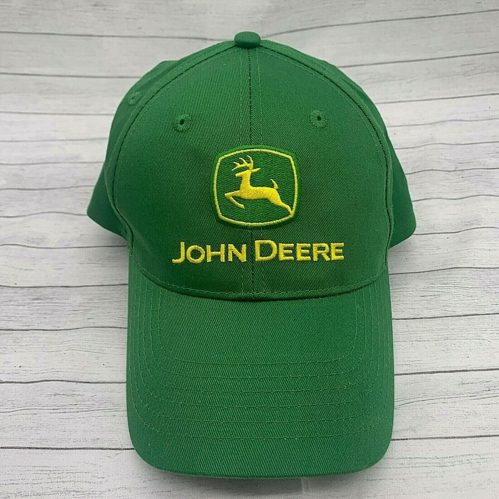 John Deere Mens Hat Baseball Cap Adjustable OSFA Green Yellow Logo